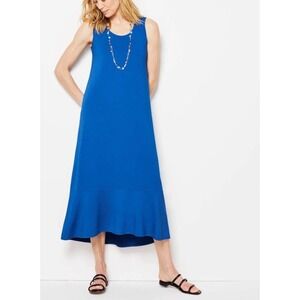 NEW J. Jill  Size-L/P Collection Royal Blue Flounced Hem Midi Dress